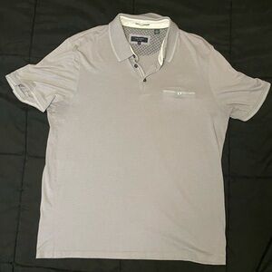 Ted Baker Short Sleeve Mens Polo Shirt Sz. 6, XL Grey/Black Casual Golf Active